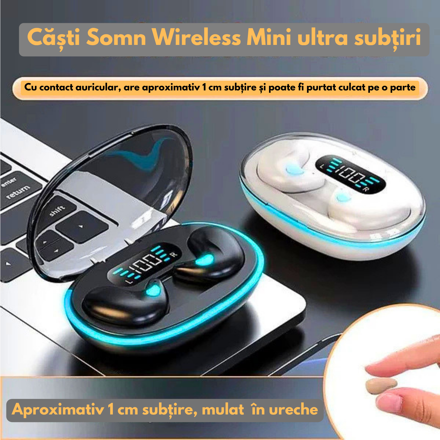 Căști Somn Wireless Mini – Bucură-te de Somn Profund și Relaxare Fără Zgomote