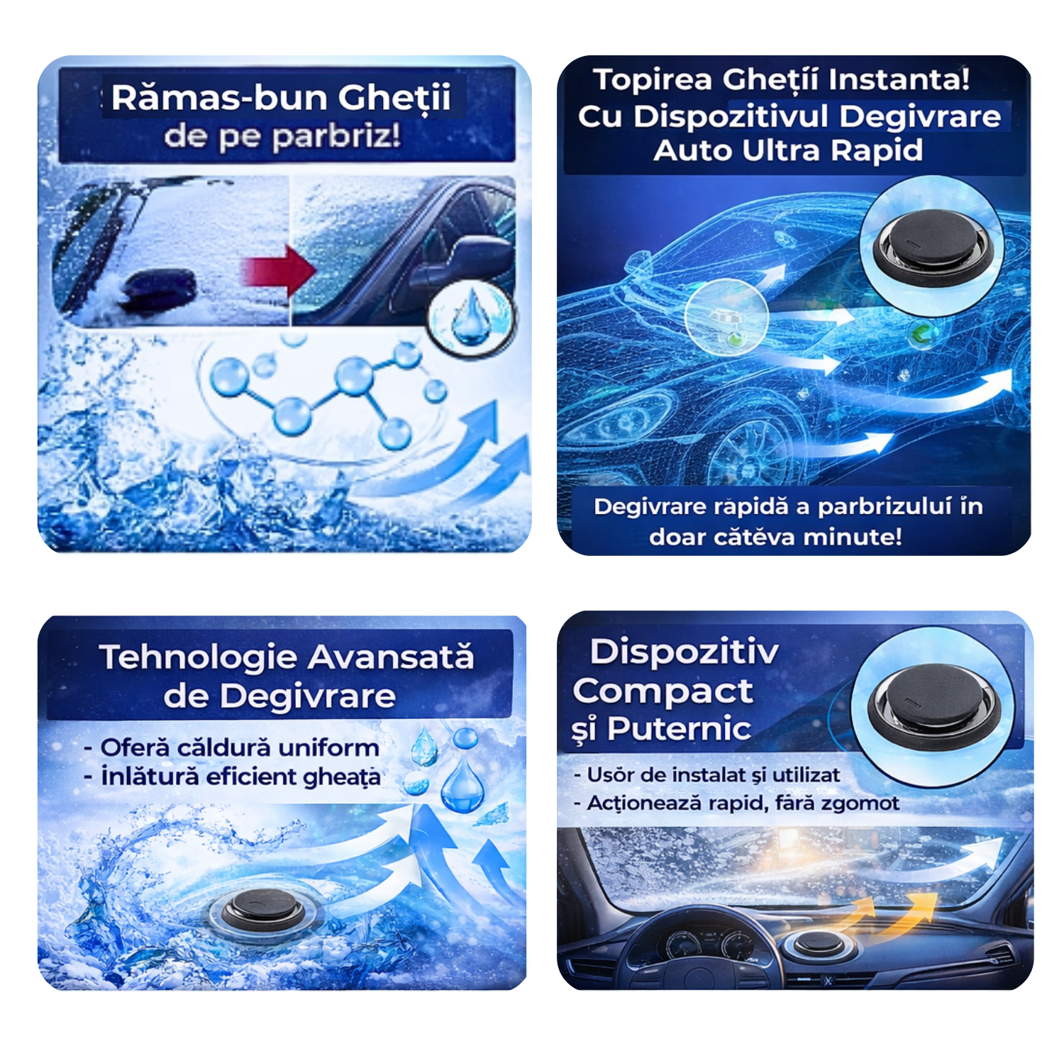 Dispozitiv Degivrare Auto Ultra Rapid-Scapă de Gheață Instant, Fără Răzuit