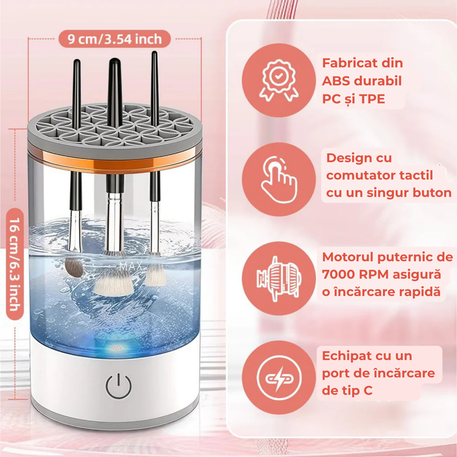 ProClean Curățător Electric Pentru Pensule Machiaj 3 în 1