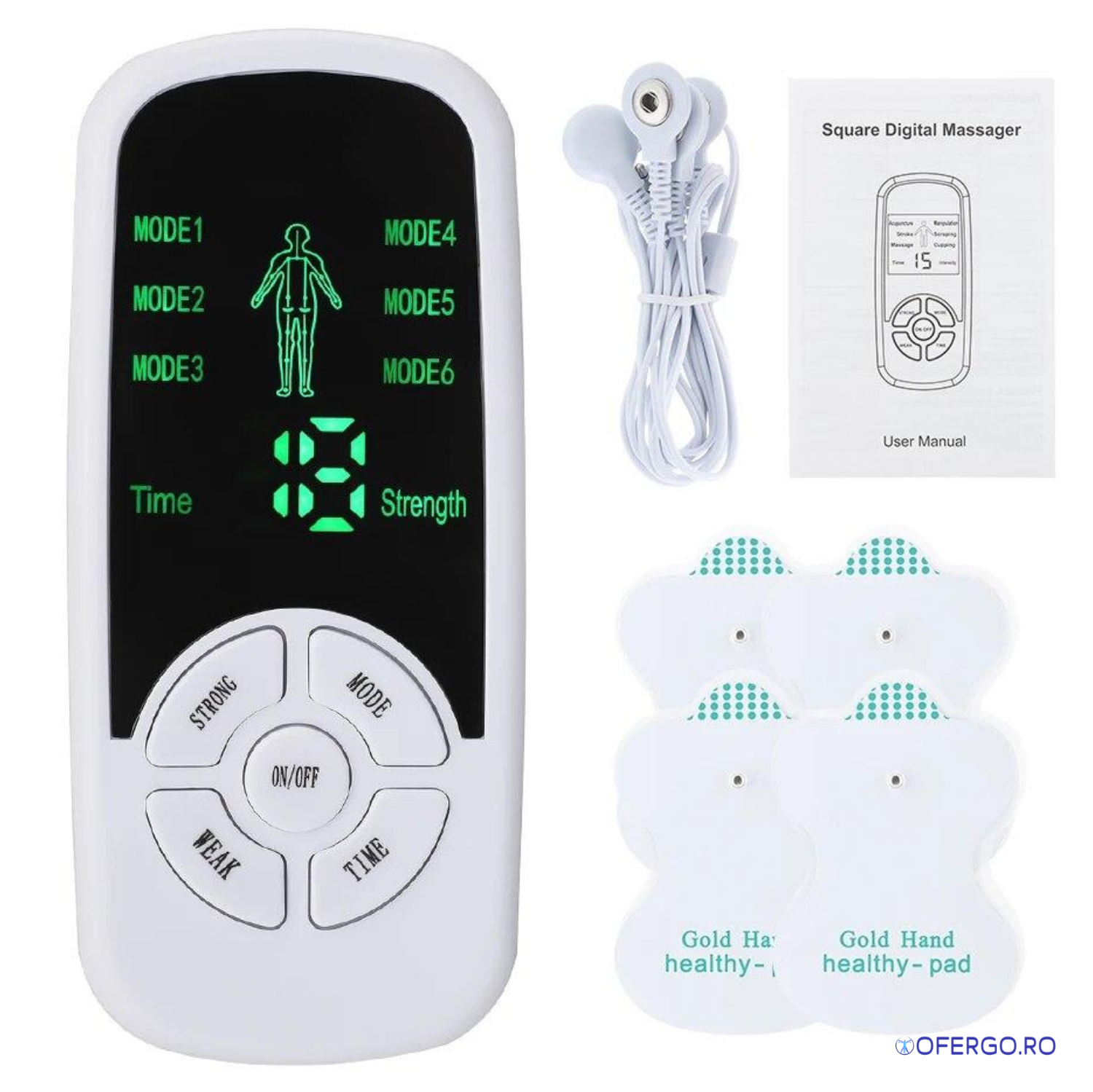 Stimulator cu 6 moduri de masaj  EMS pentru dureri musculare și articulare