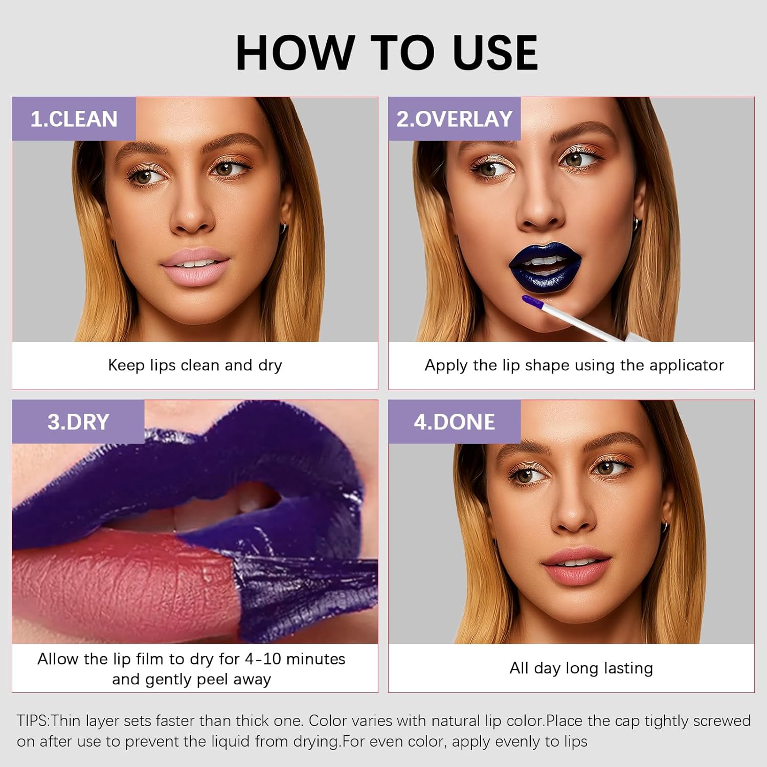 Lip Stain Peel-Off Profesional cu Efect Natural - Pigment Intens, Finish Gradient & Hidratant